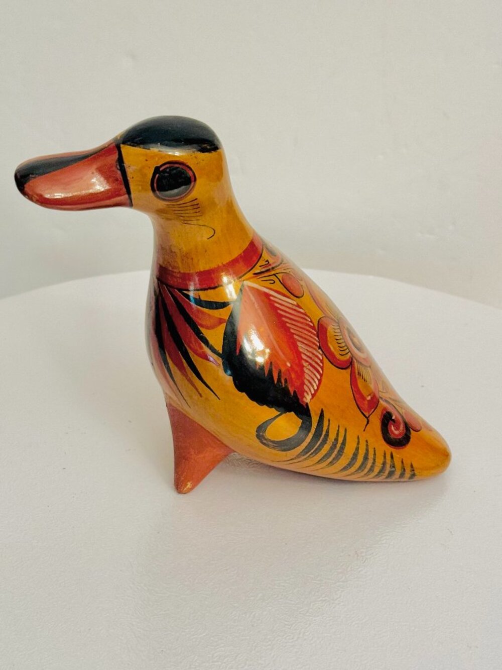 Vtg Tonala Bird Duck Hand Painted Pottery Mexican Folk Art Home decor Folk